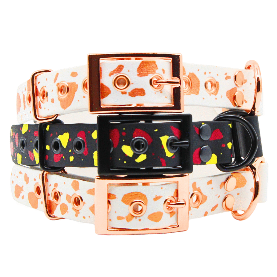 Must veekindel täpiline kaelarihm (sile)